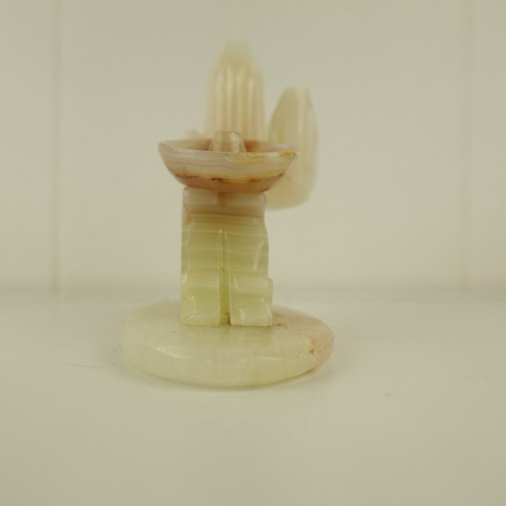 Mexican Carved Onyx Bookend Cactus Sombrero Siesta Vintage - Picture 2 of 13